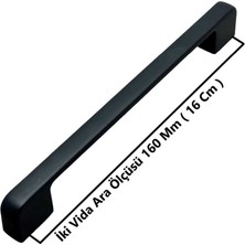 Koldoor Arel Mat Siyah Tv Ünitesi Vestiyer Yatak Odası Mutfak Dolap Çekmece Kulpu 160 mm (16 Cm) 2 Adet