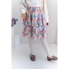 Zeyland Kız Çocuk Fırfır Detaylı Desenli Dokuma Etek