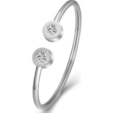 Chavin Bilezik Dizayn Taşlı Ayarlı Bayan Çelik Bileklik EF28