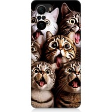 Teknomeg Xiaomi Redmi K40 Uyumlu Şaşkın Kediler Desenli Silikon Kılıf