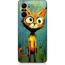 Teknomeg Xiaomi Redmi K40 Uyumlu Meraklı Şapşik Kedi Desenli Silikon Kılıf