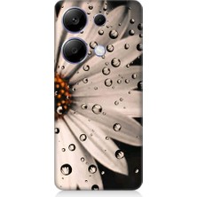 Teknomeg Xiaomi Redmi Note 13 Pro Uyumlu Papatya ve Su Damlaları Desenli Silikon Kılıf