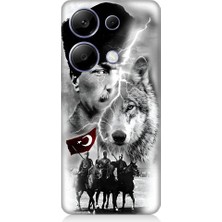 Teknomeg Xiaomi Redmi Note 13 Pro Uyumlu Atatürk Kurt ve Bayrak Desenli Silikon Kılıf