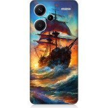 Teknomeg Xiaomi Redmi Note 13 Pro Plus Uyumlu Kızıl Deniz Yelkenli Gemi Desenli Silikon Kılıf