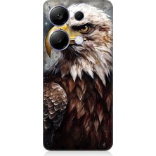 Teknomeg Xiaomi Redmi Note 13 Pro Uyumlu Asil Beyaz Başlı Siyah Kartal Desenli Silikon Kılıf