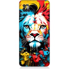 Teknomeg Xiaomi Redmi Note 10 5g Uyumlu Renli Boyalı Aslan Yüzü Desenli Silikon Kılıf