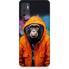 Teknomeg Xiaomi Redmi Note 10 5g Uyumlu Kapşonlu Maymun Desenli Silikon Kılıf
