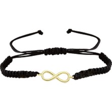 Altın Sepeti Altın Sonsuzluk Siyah Ip Bileklik