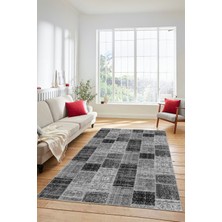 Evdeya Dijital Kaymaz Taban Yıkanabilir Patchwork Desen Yolluk Mutfak Salon Halısı, Patchwork-07-Gri,