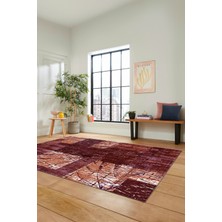 Evdeya Dijital Kaymaz Taban Yıkanabilir Patchwork Desen Yolluk Mutfak Salon Halısı, Patchwork-05-Kırmızı,