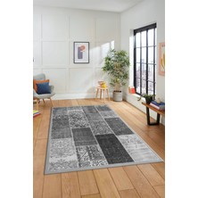 Evdeya Dijital Kaymaz Taban Yıkanabilir Patchwork Desen Yolluk Mutfak Salon Halısı, Patchwork-01-Gri,