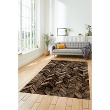 Evdeya Dijital Kaymaz Taban Yıkanabilir Patchwork Desen Yolluk Mutfak Salon Halısı, Patchwork-13-Kahve,