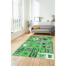 Evdeya Dijital Kaymaz Taban Yıkanabilir Patchwork Desen Yolluk Mutfak Salon Halısı, Patchwork-11-Yeşil,