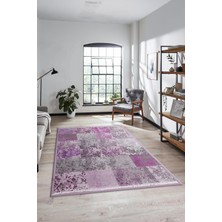 Evdeya Dijital Kaymaz Taban Yıkanabilir Patchwork Desen Yolluk Mutfak Salon Halısı, Patchwork-17-Pembe,