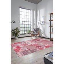 Evdeya Dijital Kaymaz Taban Yıkanabilir Patchwork Desen Yolluk Mutfak Salon Halısı, Patchwork-20-Kırmızı,