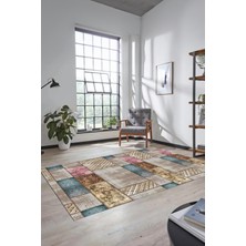 Evdeya Dijital Kaymaz Taban Yıkanabilir Patchwork Desen Yolluk Mutfak Salon Halısı, Patchwork-18-Renkli,
