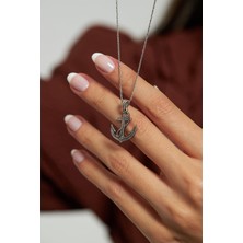 Erdobia Otantik Denizci Gemi Çapası Oksitli 925 Ayar Gümüş Kolye