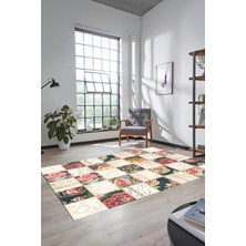 Evdeya Dijital Kaymaz Taban Yıkanabilir Patchwork Desen Yolluk Mutfak Salon Halısı, Patchwork-19-Renkli,