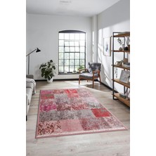 Evdeya Dijital Kaymaz Taban Yıkanabilir Patchwork Desen Yolluk Mutfak Salon Halısı, Patchwork-17-Kırmızı,