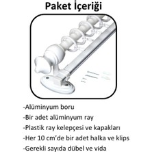 İzen Ahşap Başlıklı Raylı Eko Rustik Perde Askısı (Alüminyum Boru) Plastik Halka ve Klips