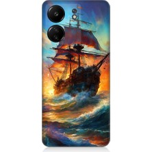 Teknomeg Xiaomi Redmi 13C Uyumlu Kızıl Deniz Yelkenli Gemi Desenli Silikon Kılıf