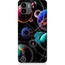 Teknomeg Xiaomi Redmi A1 Uyumlu Sci Fi Gezegenler ve Vektörler Desenli Silikon Kılıf