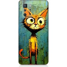 Teknomeg Xiaomi Poco X3 Gt Uyumlu Meraklı Şapşik Kedi Desenli Silikon Kılıf