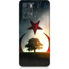 Teknomeg Xiaomi Poco X3 Gt Uyumlu Göktürkçe Türk ve Ağaç Bayrak Desenli Silikon Kılıf
