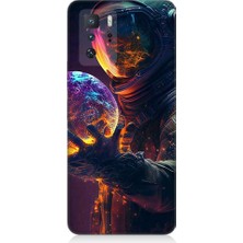 Teknomeg Xiaomi Poco X3 Gt Uyumlu Astranot ve Gezegen Desenli Silikon Kılıf