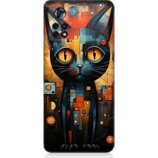 Teknomeg Xiaomi Poco X4 Pro 5g Uyumlu Kara Kedi Desenli Silikon Kılıf