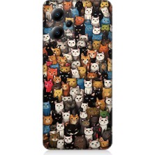 Teknomeg Xiaomi Poco X5 5g Uyumlu Sevimli Komik Kedi Suratları Desenli Silikon Kılıf