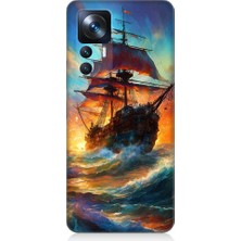 Teknomeg Xiaomi Mi 12T Pro Uyumlu Kızıl Deniz Yelkenli Gemi Desenli Silikon Kılıf