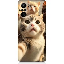 Teknomeg Xiaomi Poco F3 Uyumlu Selfie Kediler Desenli Silikon Kılıf