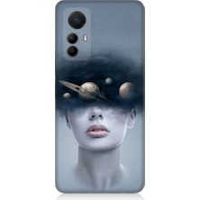 Teknomeg Xiaomi Mi 12 Pro Uyumlu Kadın ve Evren Desenli Silikon Kılıf