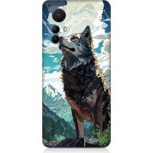 Teknomeg Xiaomi Mi 12 Pro Uyumlu Fantastik Bulutlar ve Kurt Desenli Silikon Kılıf