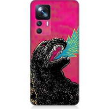 Teknomeg Xiaomi Mi 12T Pro Uyumlu Godzilla Siyah Ejderha Desenli Silikon Kılıf