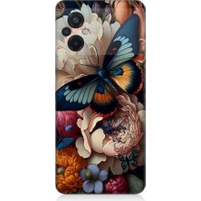 Teknomeg Xiaomi Poco M5 Uyumlu Kelebek ve Çiçek Desenli Silikon Kılıf