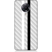Teknomeg Xiaomi Poco F2 Pro Uyumlu Siyah Beyaz Metal Motif Desenli Silikon Kılıf