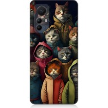 Teknomeg Xiaomi Mi 12 Pro Uyumlu Kapşonlu Kediler Desenli Silikon Kılıf