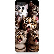 Teknomeg Xiaomi Poco F4 Uyumlu Şaşkın Kediler Desenli Silikon Kılıf