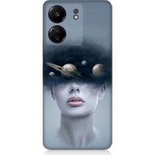 Teknomeg Xiaomi Redmi 13C Uyumlu Kadın ve Evren Desenli Silikon Kılıf
