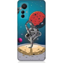Teknomeg Xiaomi Mi 12 Pro Uyumlu Break Dans Yapan Astronot Desenli Silikon Kılıf