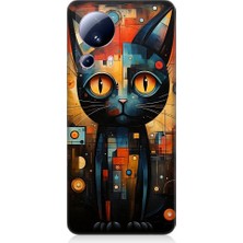 Teknomeg Xiaomi Mi 13 Lite Uyumlu Kara Kedi Desenli Silikon Kılıf