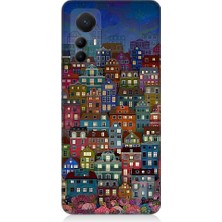 Teknomeg Xiaomi Mi 12 Pro Uyumlu Minyatür Evler ve Gece Desenli Silikon Kılıf