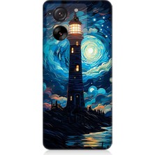 Teknomeg Xiaomi Mi 13T Pro Uyumlu Ay Işığında Yalnız Deniz Feneri Desenli Silikon Kılıf