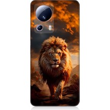 Teknomeg Xiaomi Mi 13 Lite Uyumlu Yırtıcı Aslan Kral Desenli Silikon Kılıf