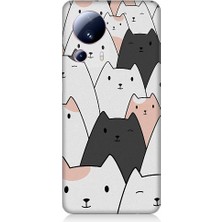 Teknomeg Xiaomi Mi 13 Lite Uyumlu Gülen Mutlu Kediler Desenli Silikon Kılıf