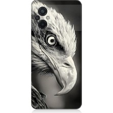 Teknomeg Xiaomi Poco M5 Uyumlu Siyah Beyaz Kara Kartal Başı Desenli Silikon Kılıf