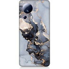 Teknomeg Xiaomi Mi 13 Lite Uyumlu Mermer ve Altın Desenli Silikon Kılıf