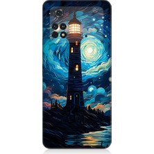 Teknomeg Xiaomi Poco M4 Pro Uyumlu Ay Işığında Yalnız Deniz Feneri Desenli Silikon Kılıf